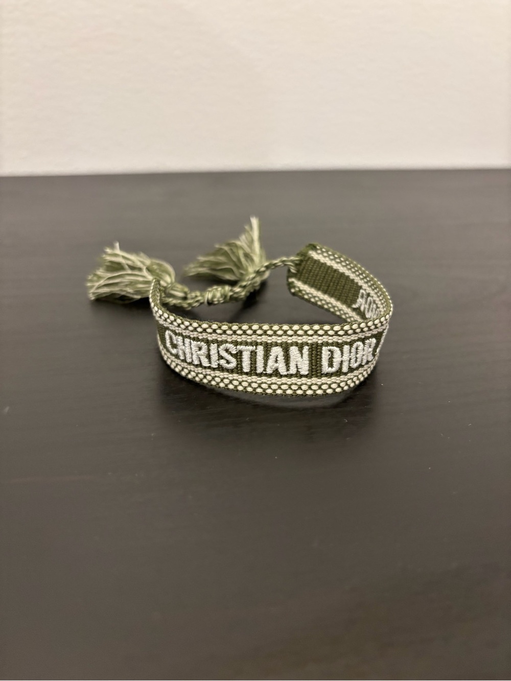 Christian dior J’adior green and white cotton woven bracelet adjustable